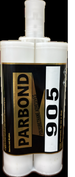 White tube of Parbond 905 adhesive with black and gold label on a black background
