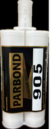White tube of Parbond 905 adhesive with black and gold label on a black background