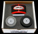 Rollie Pro product set with red and black container, two wheels, and a tool in a box.