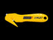 Yellow Olfa cutter on a black background