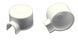 Two white plastic caps on a white background