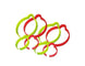 Set of red and green plastic rings on a white background