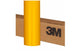 Yellow roll of 3M vinyl wrap on a cardboard box with '3M' branding.