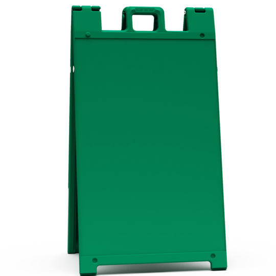 Green folding step platform on a white background