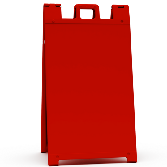 Red plastic sheet with handles on a white background