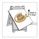 Illustration of a sign holder with a 'Quick Change' sign being slid into it.