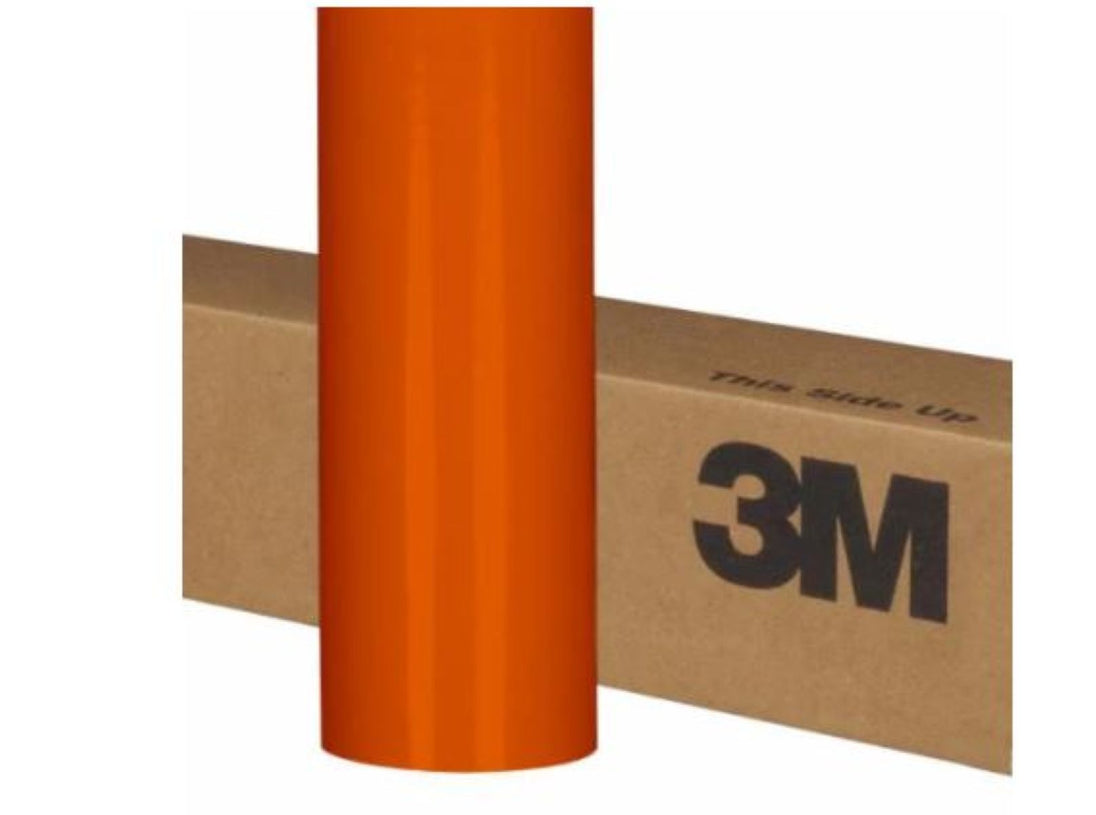 3M 50 Scotchcal Bright Orange 034 vinyl roll and packaging reference; striping is supplied in the selected width.