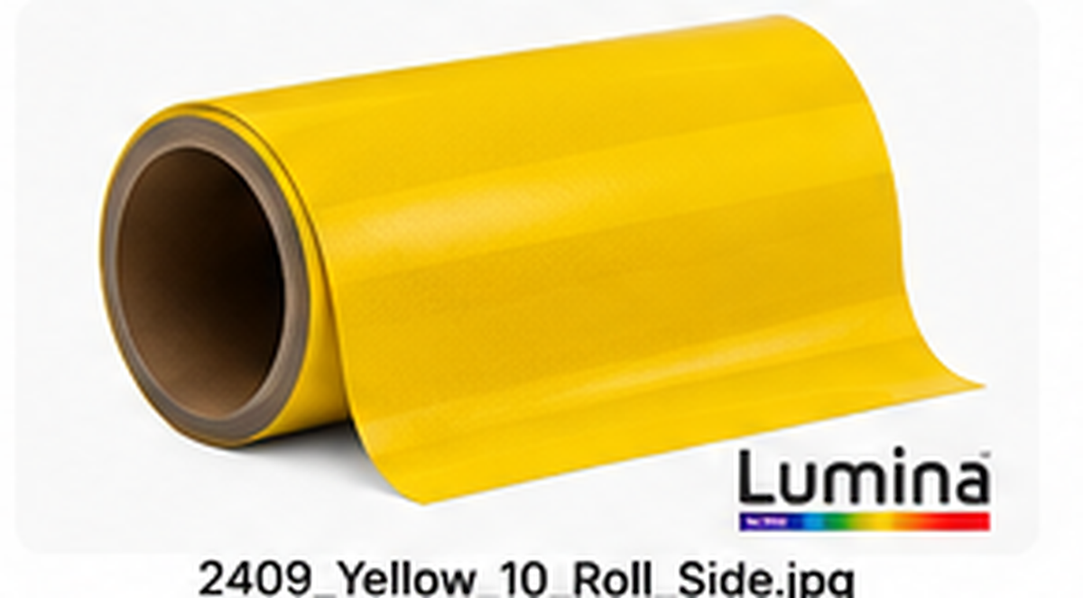 Representative side-view roll illustration for Lumina 2409 Yellow reflective film; not an actual product photograph.