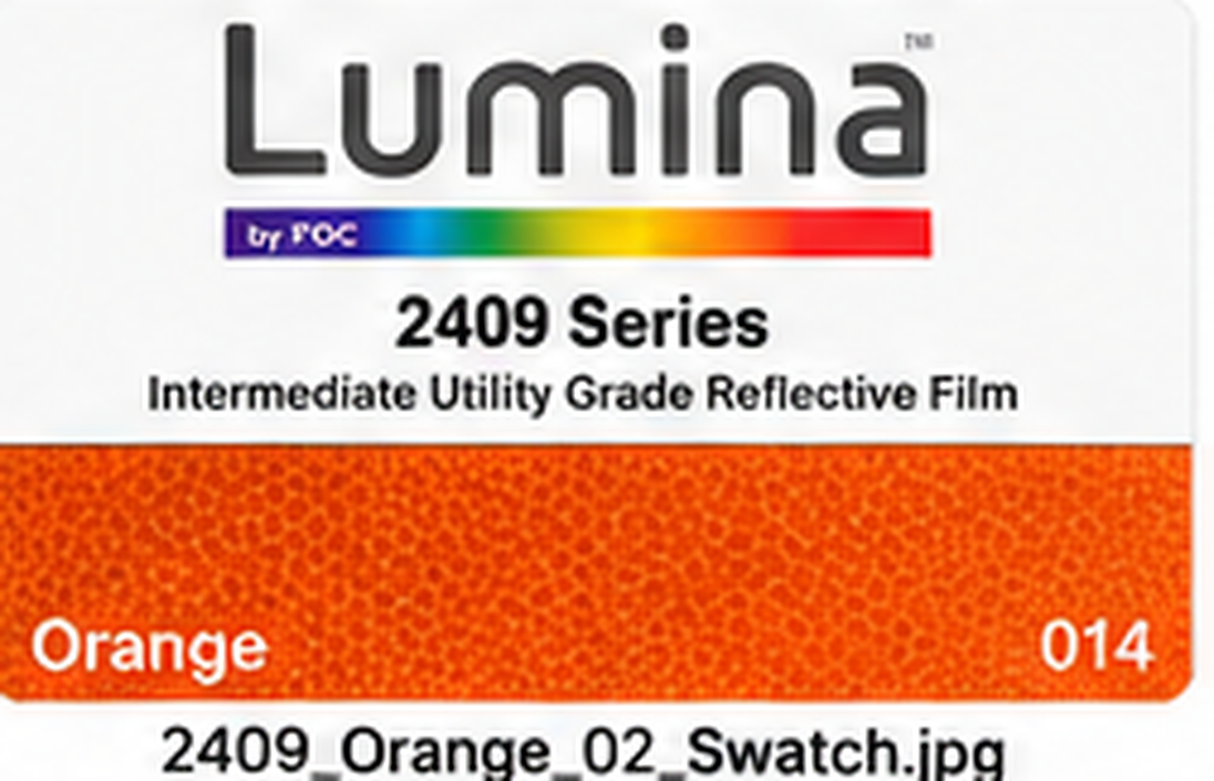 Lumina 2409 Orange reflective film color-reference illustration; screen appearance may vary from actual material.