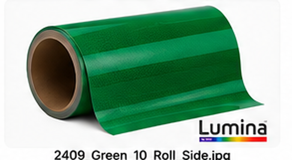 Representative side-view roll illustration for Lumina 2409 Green reflective film; not an actual product photograph.