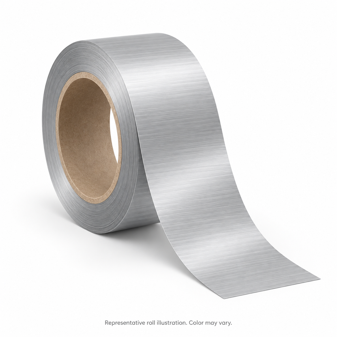 Lumina 2801 Silver (007) brushed metallized polyester representative roll illustration based on the material swatch; color and roll dimensions are approximate.