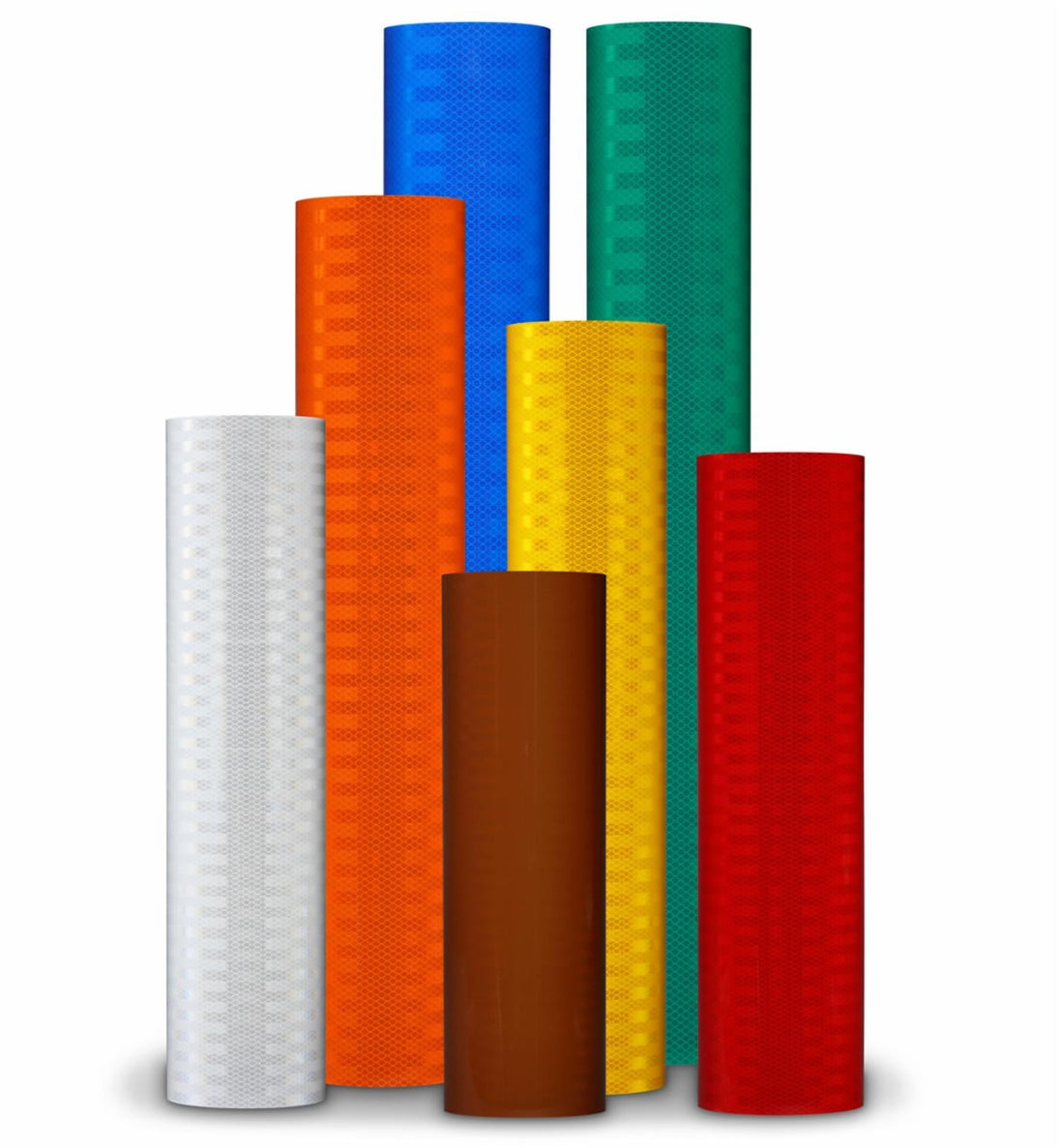 3M 3930 High Intensity Prismatic reflective sheeting manufacturer family photo; colors and roll widths shown vary from selected item