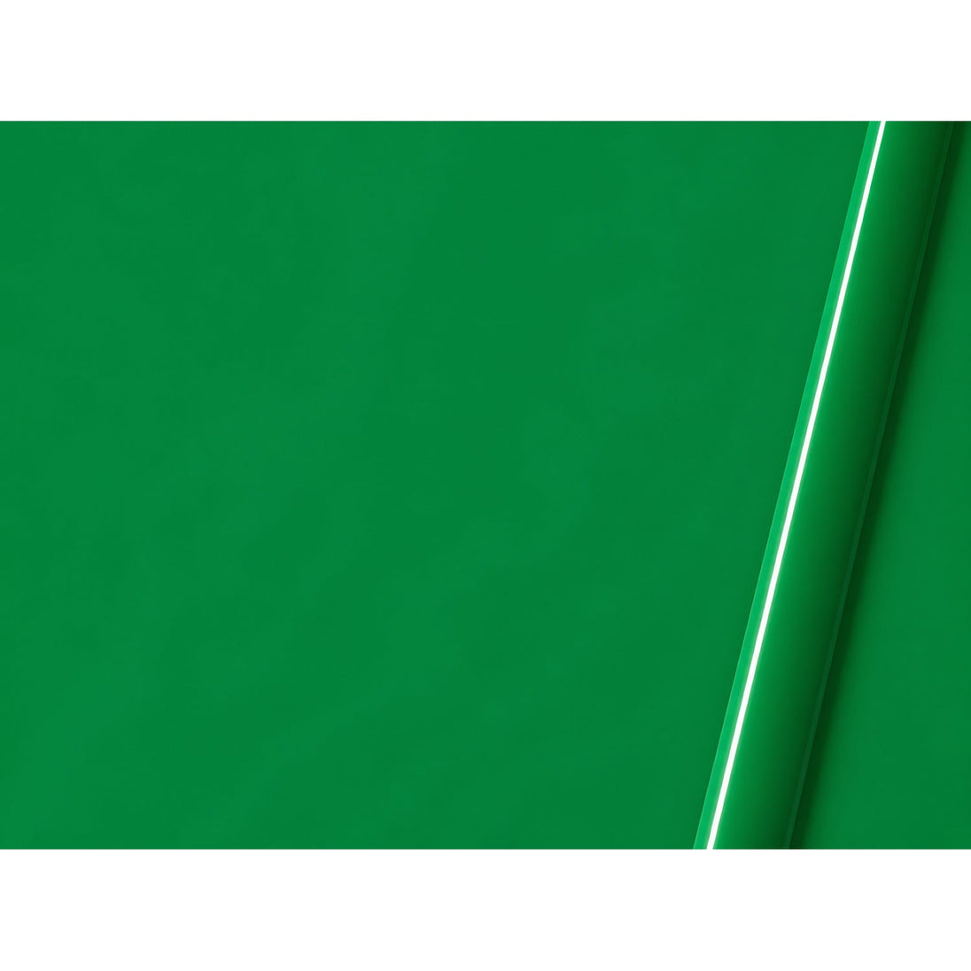 Illustrative curled-film representation of Lumina 4200 Kelly Green gloss vinyl; color and finish are approximate