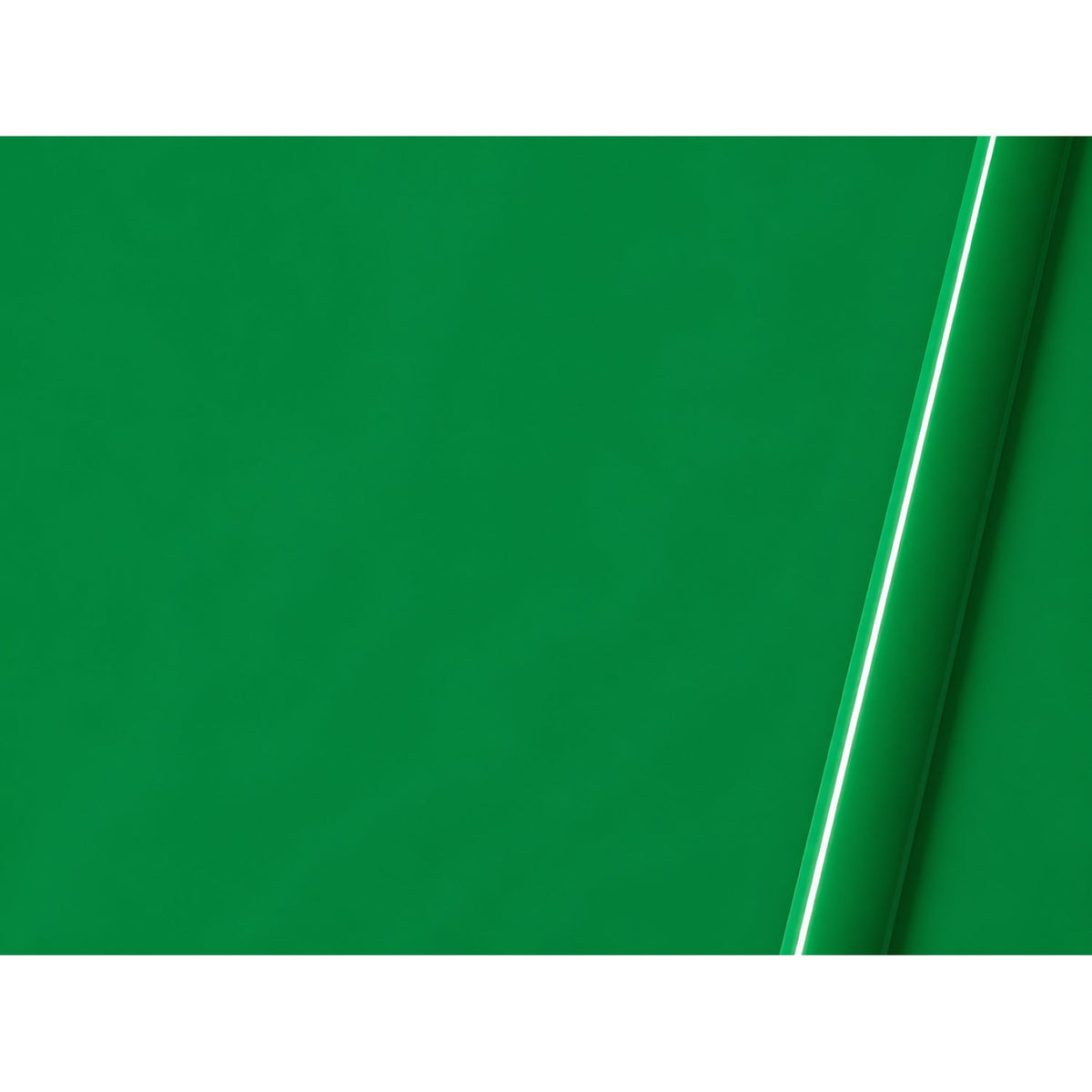 Illustrative curled-film representation of Lumina 4200 Kelly Green gloss vinyl; color and finish are approximate