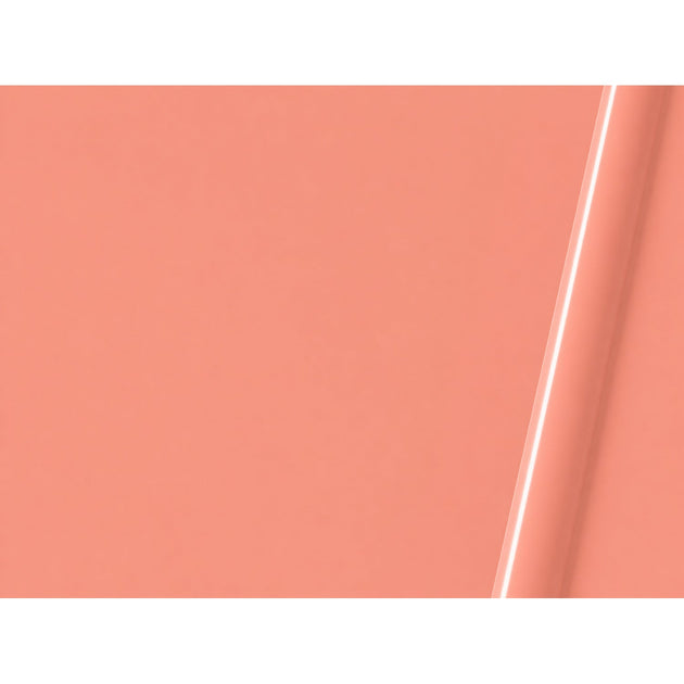 Illustrative curled-film representation of Lumina 4200 Coral gloss vinyl; color and finish are approximate