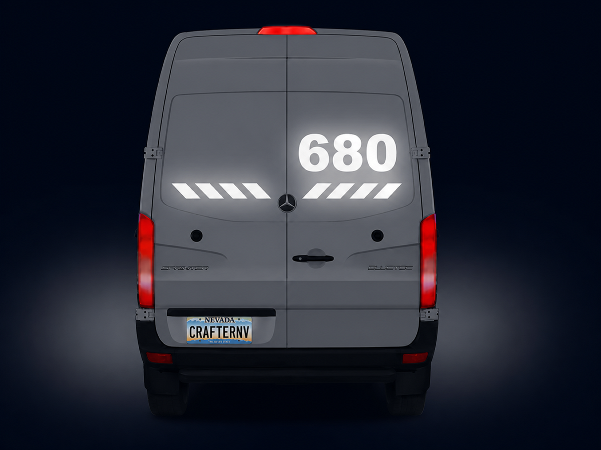 3M Scotchlite 680 White reflective film nighttime reflective appearance reference; illustrative appearance varies with lighting and viewing angle; pictured objects are not included