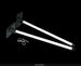 Two white metal brackets with mounting hardware on a black background