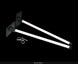 Two white metal brackets with mounting hardware on a black background