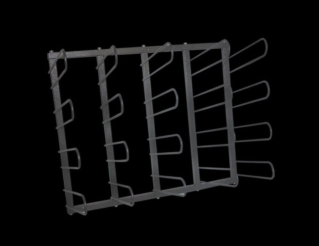 Metal wire rack on a black background