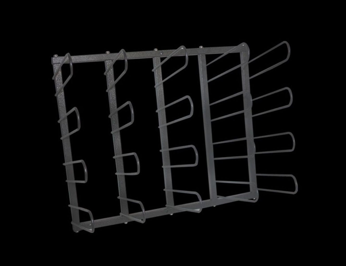 Metal wire rack on a black background