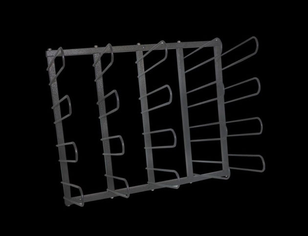 Metal wire rack on a black background