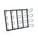 Black metal grid rack on a white background