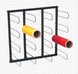 Metal pipe holder with two pipes, one yellow and one red, on a transparent background