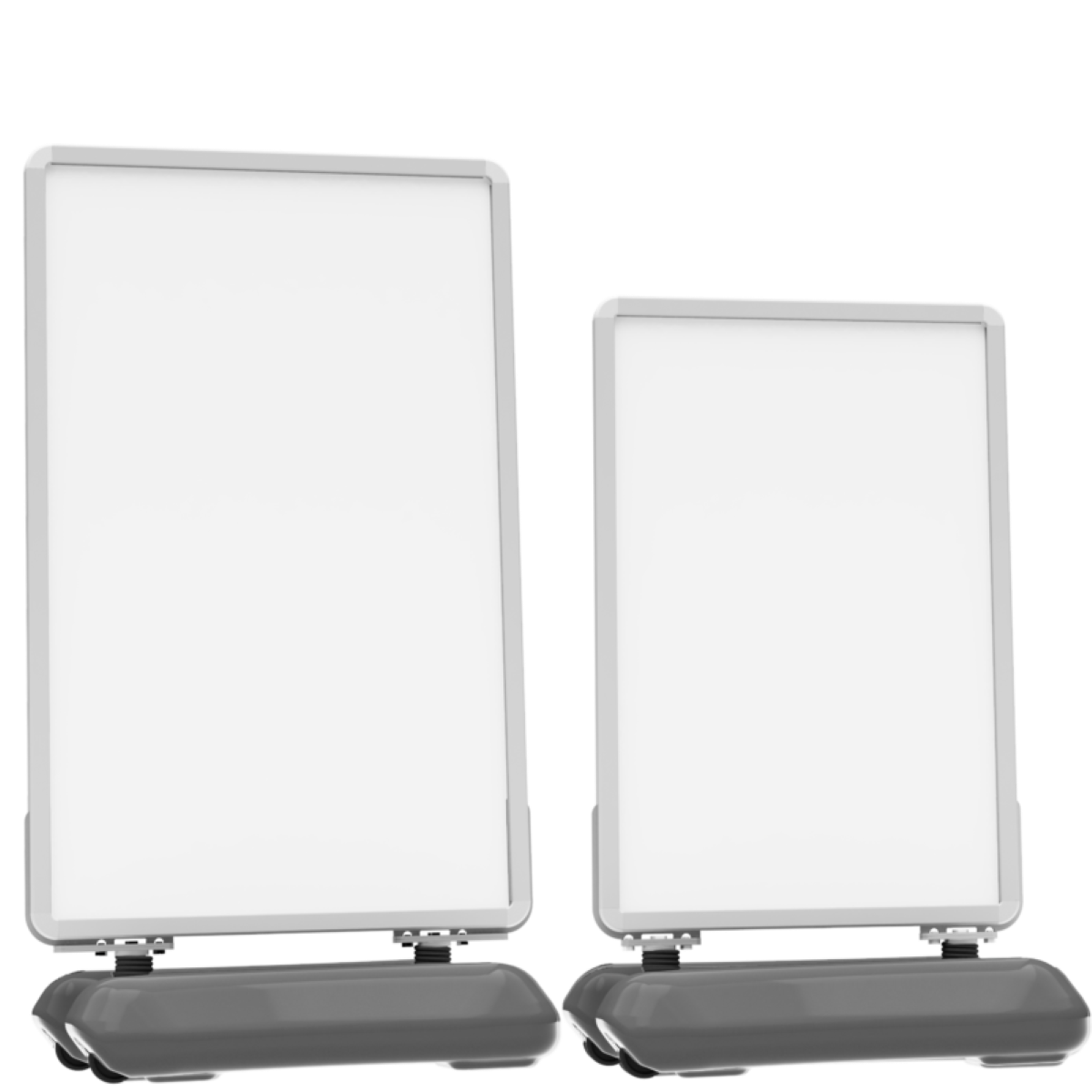 Two rectangular light fixtures on a white background