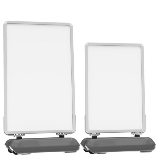 Two rectangular light fixtures on a white background