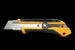 Yellow and black utility knife on a white background