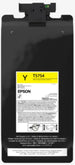 An Epson toner cartridge, model T5754, in the Yellow color variant. The unit is black with a prominent white and yellow label on the front displaying product details and compatibility information.