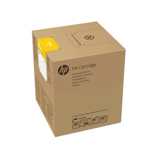 HP ink cartridge box with yellow cartridge on a white background