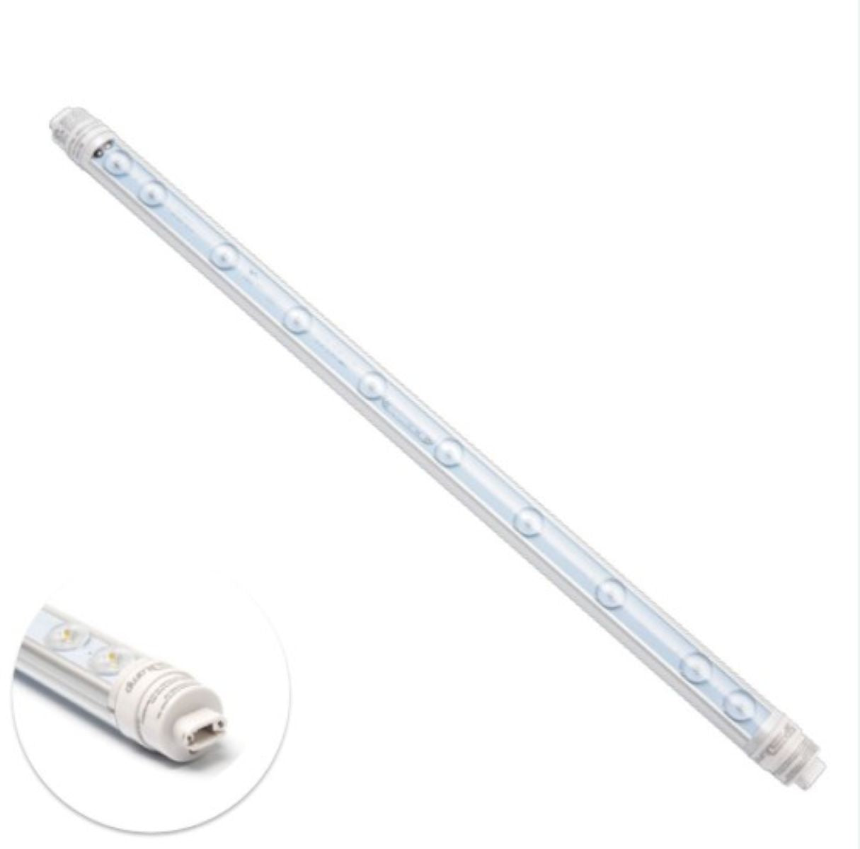 LED light bar with a close-up inset on a white background