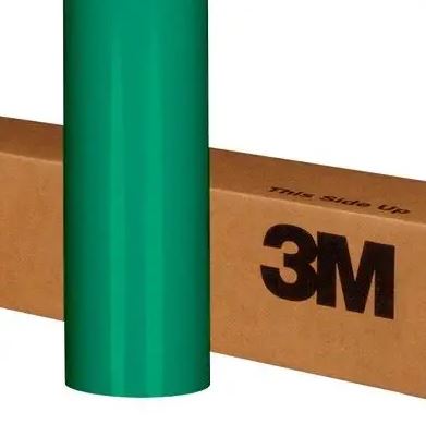 Bright Jade Green vinyl wrap roll with 3M branding on a cardboard box