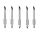 Set of five metallic pen tips on a white background