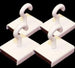 Two white hooks on a black background