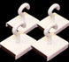 Two white hooks on a black background