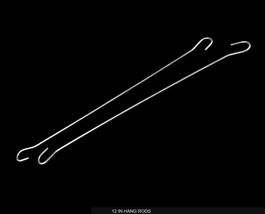 White metal hang rods on a black background