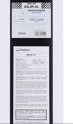 Roland ESLP-CL ink cartridge packaging with label and text