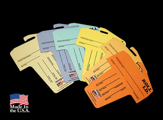 Colorful license plate holders with 'Made in the USA' label on a black background