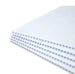 Stack of white honeycomb panels on a white background