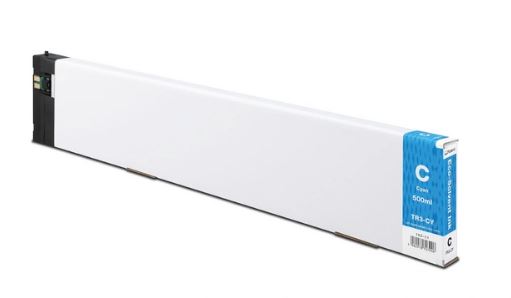 Long roll of white paper with a blue label on a white background