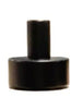 Black cylindrical object on a white background