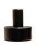 Black cylindrical object on a white background