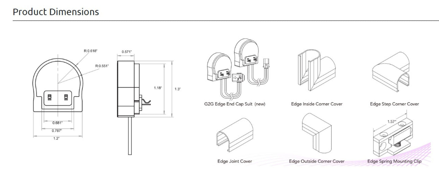 Technical diagram of various architectural components with dimensions