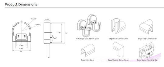 Technical diagram of various architectural components with dimensions
