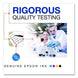 Advertisement for Epson ink with scientists in a lab and text 'Rigorous Quality Testing'.