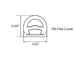 Technical drawing of a YDI Flex Curve component with dimensions on a white background