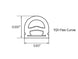 Technical drawing of a YDI Flex Curve component with dimensions on a white background