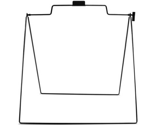 Outline of a black wire basket on a white background